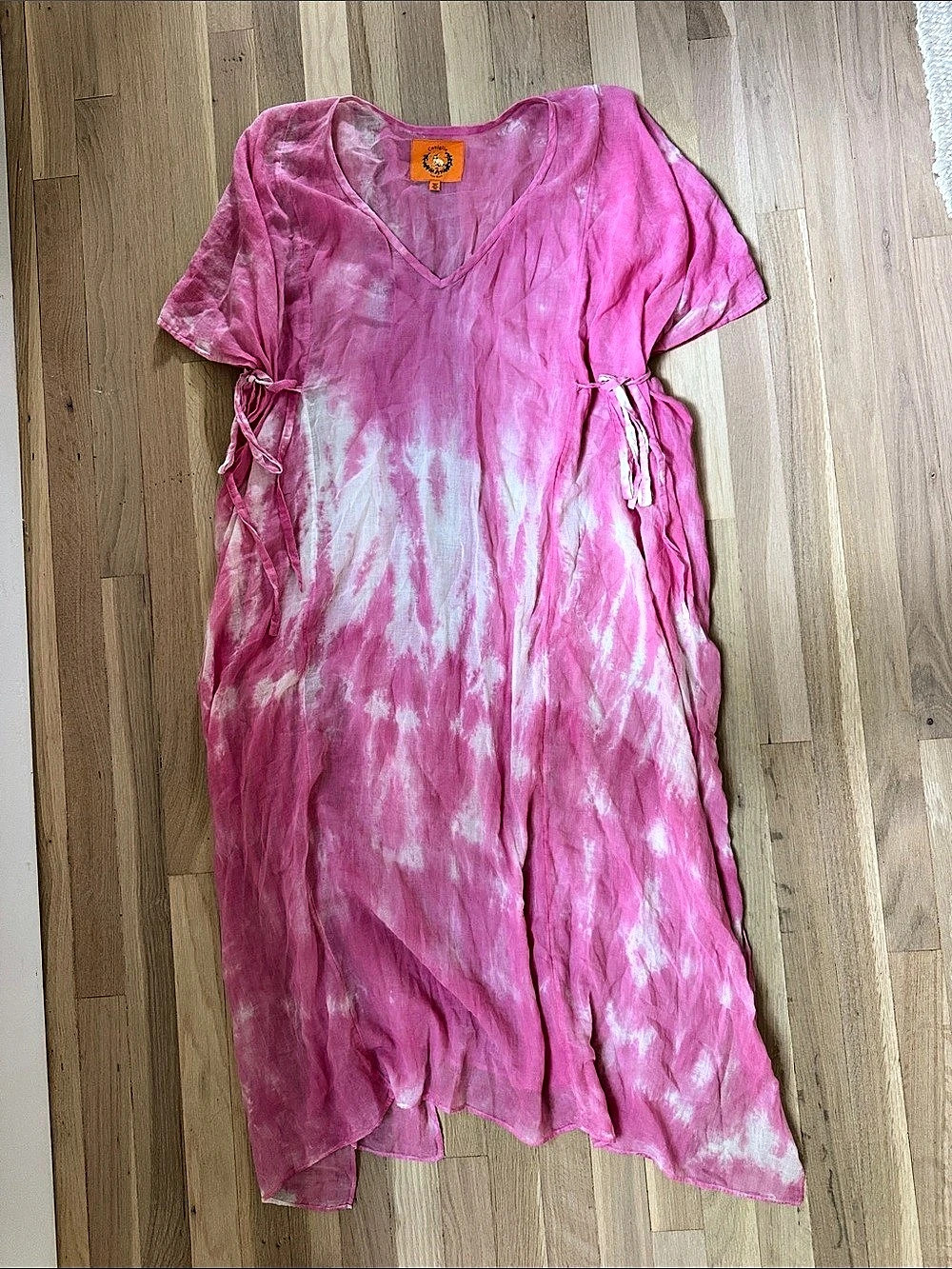 Coniglio Tie-Dye Beach Maxi Dress in Pink & White